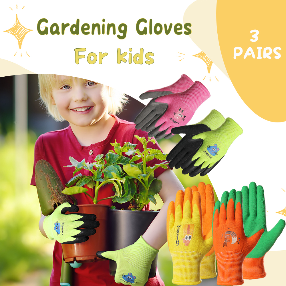 Gardening Tools 5 Year Old - 3 Pairs Kids Gardening Gloves, Latex