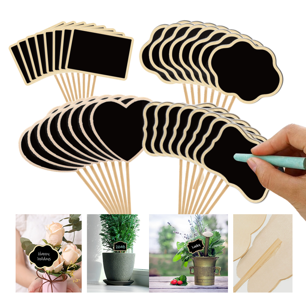 Plant Label Tags - 10PCS Wood Mini Chalkboard Sign with