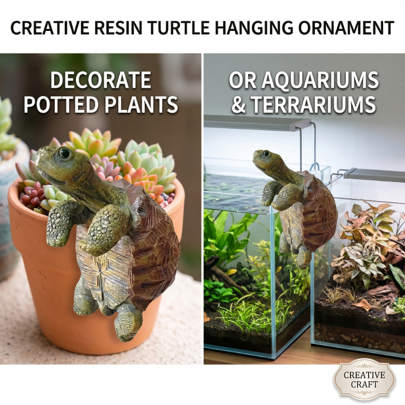 Aquaponics Fish Tank - Fishing Turtle Hanging Turtle Figurine for