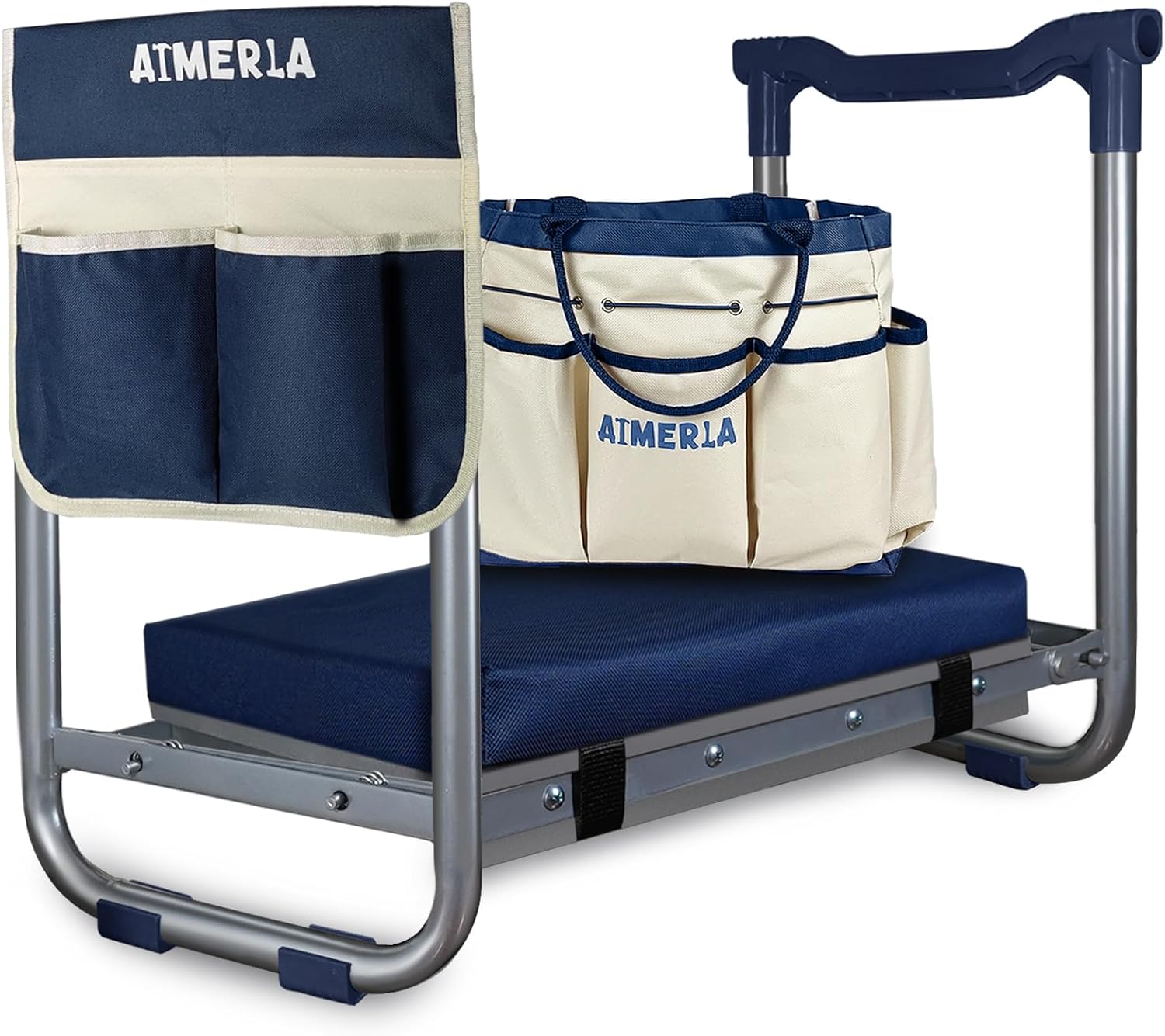 Gardening Tools Bag - Foldable Kneeler Seat with Detachable Pad,