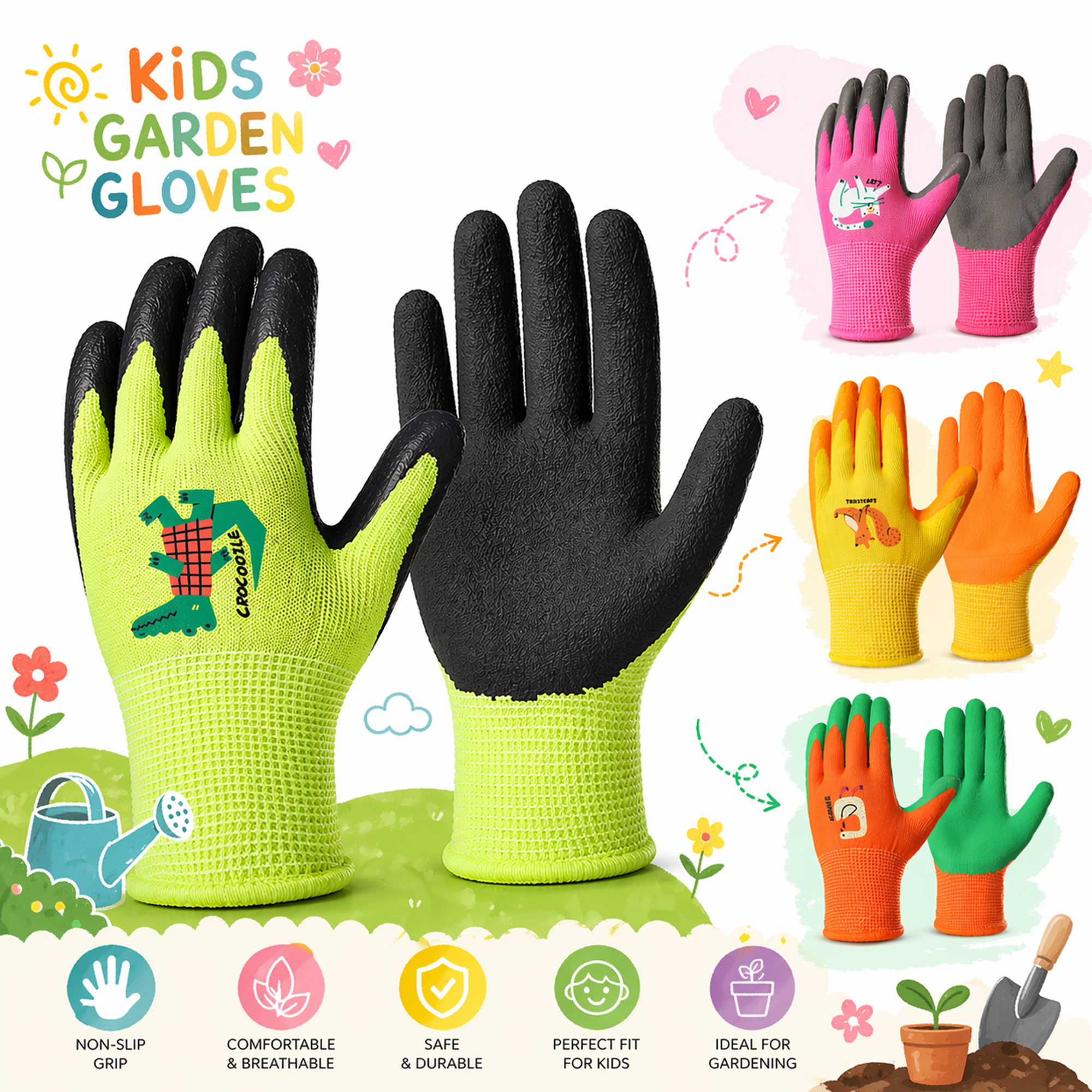 4 Pairs Kids Gardening Gloves  - مراجعة Gardening Tools Kids وسعره