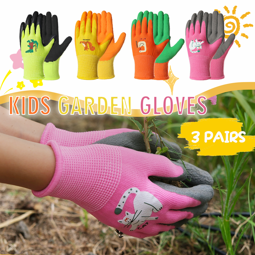 3 Pairs Kids Gardening Gloves  - مراجعة Gardening Tools 5 Year Old وسعره