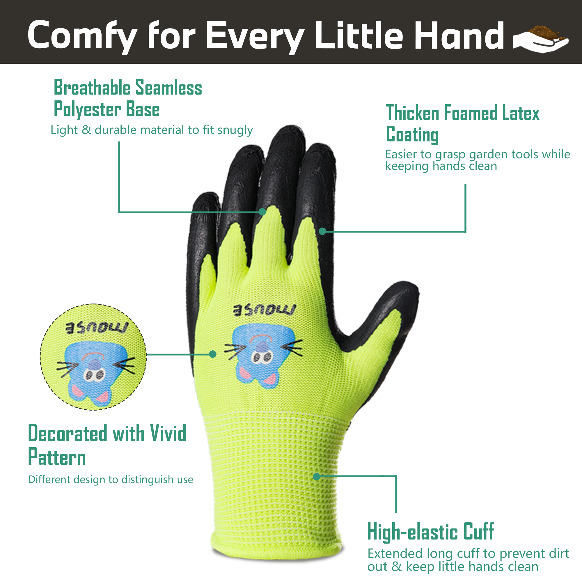3 Pairs Kids Gardening Gloves, - مراجعة Gardening Tools 5 Year Old وسعره