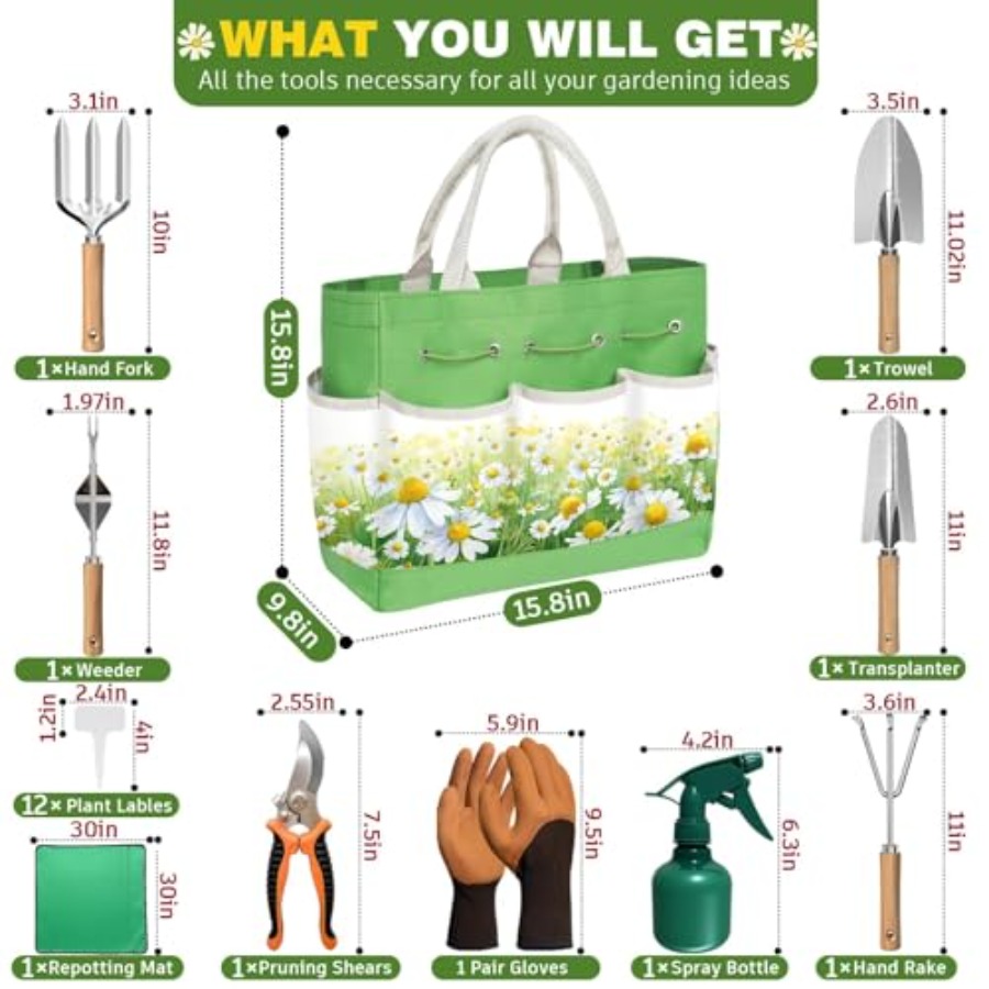 22Pcs Garden Tools Set for Wom - مراجعة Gardening Tools Mothers Day وسعره