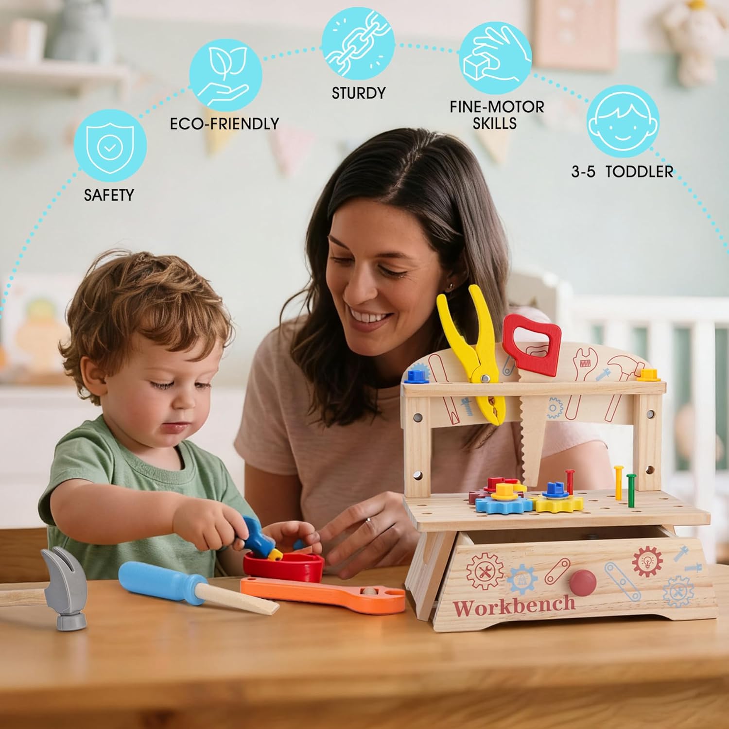 Wooden Tool Bench for Kids,Mon - مراجعة Gardening Tools Kids وسعره