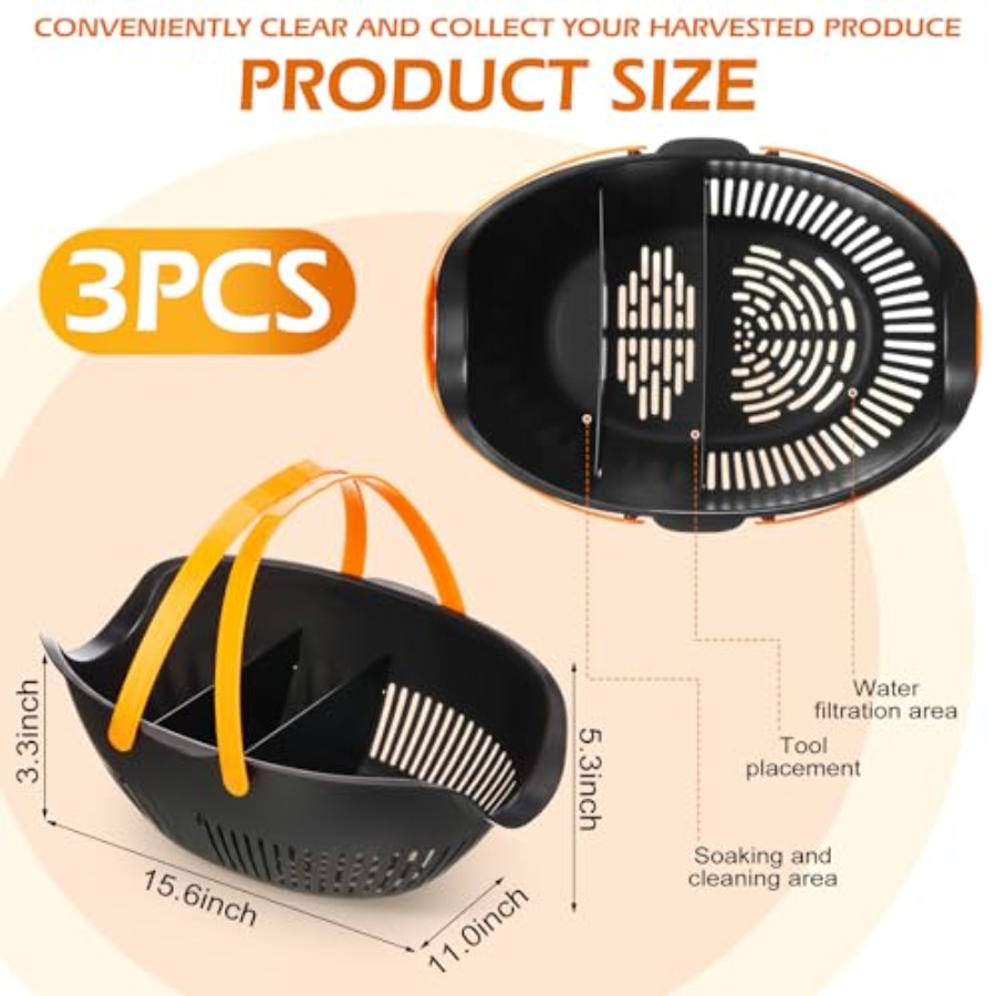 3 Pcs Garden Harvest Basket, R - مراجعة Gardening Tools Basket وسعره