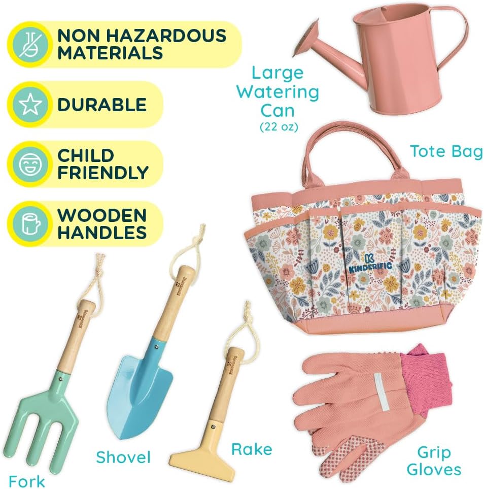 Kids Gardening Tool Kit with S - مراجعة Gardening Tools Kids وسعره