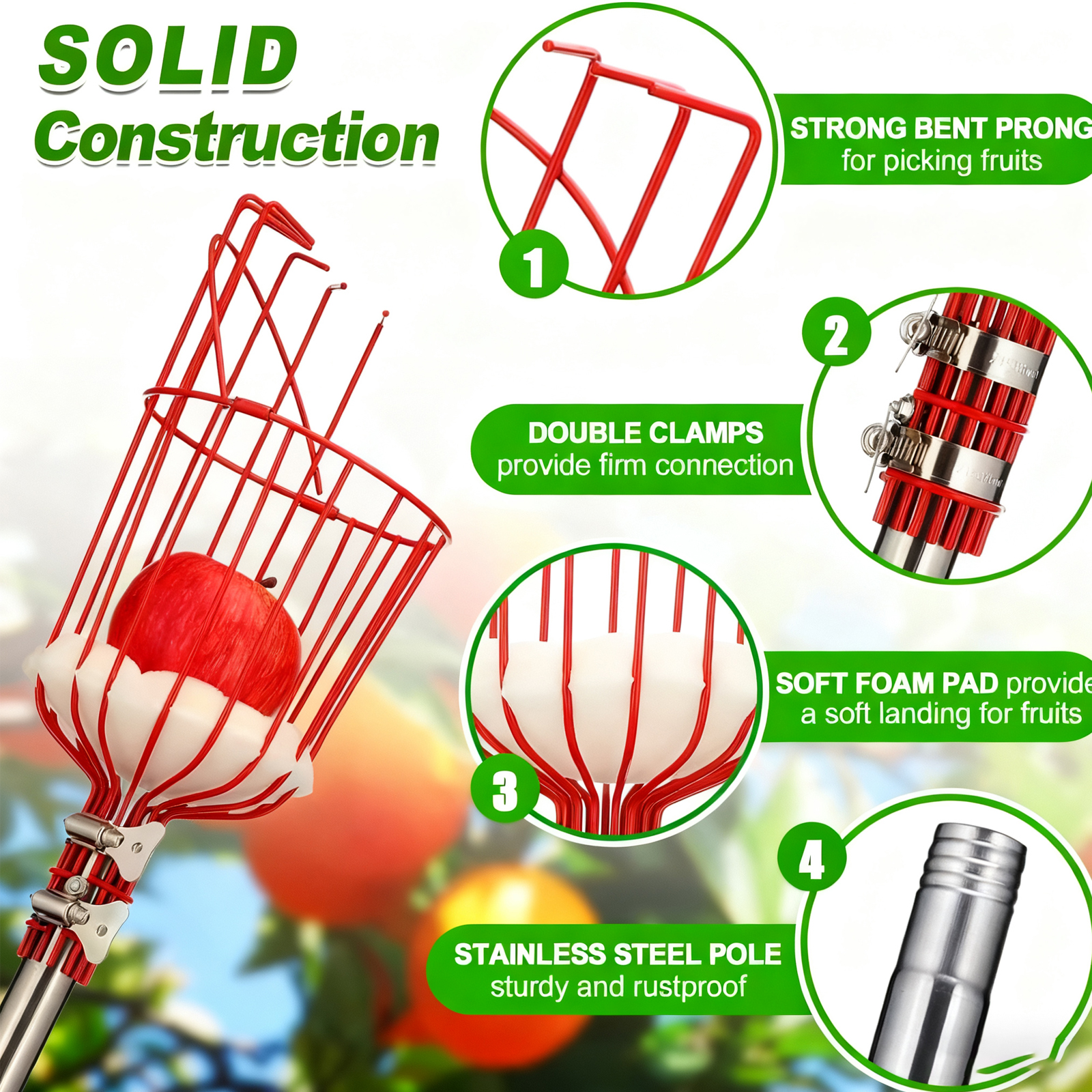 TSES Extendable Fruit Picker H - مراجعة Gardening Tools Basket وسعره